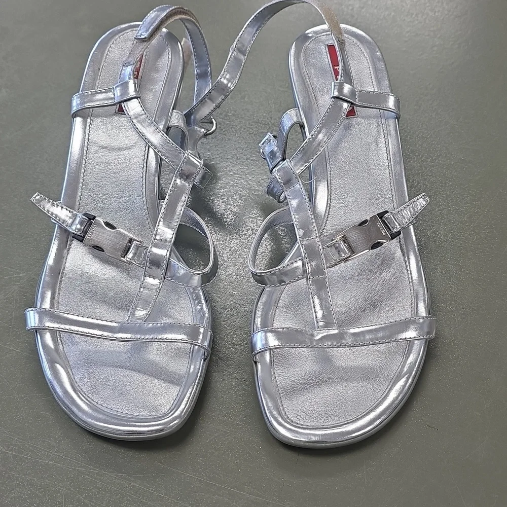 Vintage Y2k Silver Prada Shoes 90s Sz 39 - Picture 2 of 5